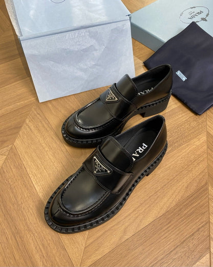 Prada Chocolate brushed leatsher loafers