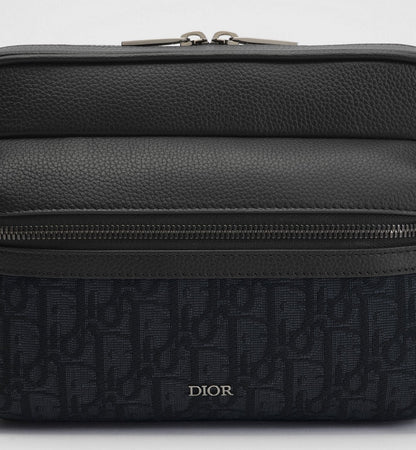 DIOR Rider 2.0 Zipped Messenger Bag Beige and Black Dior Oblique