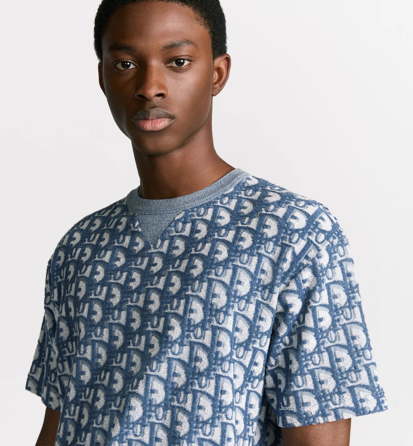 Dior Oblique T-Shirt Relaxed Fit Blue and White