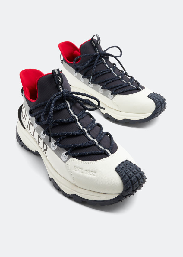 Moncler Men's Trailgrip Lite 2 Low Top Sneakers in White/Red Moncler